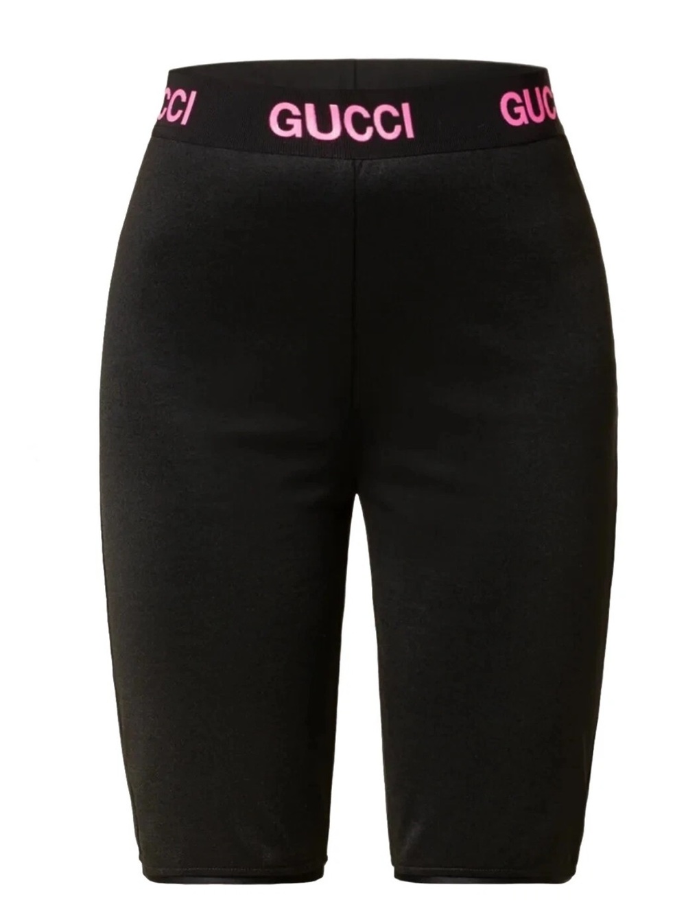 Gucci Black Jersey Knit Biker Shorts with Pink Logo Waistband NWT Small
